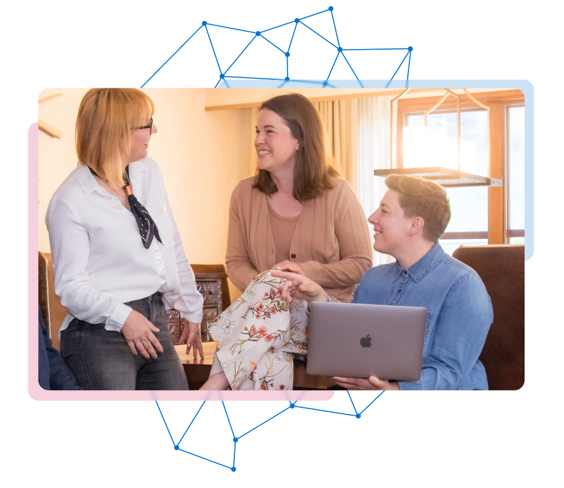 marketing women working on labtop